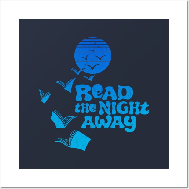 Read the Night Away - Retro Blue Wall Art by Jitterfly